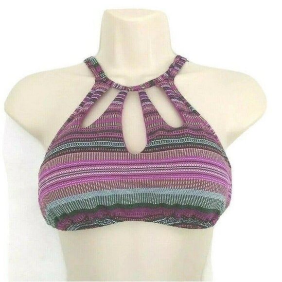 The Bikini Lab High Neck Stripe Halter Swim Top - Picture 4 of 9